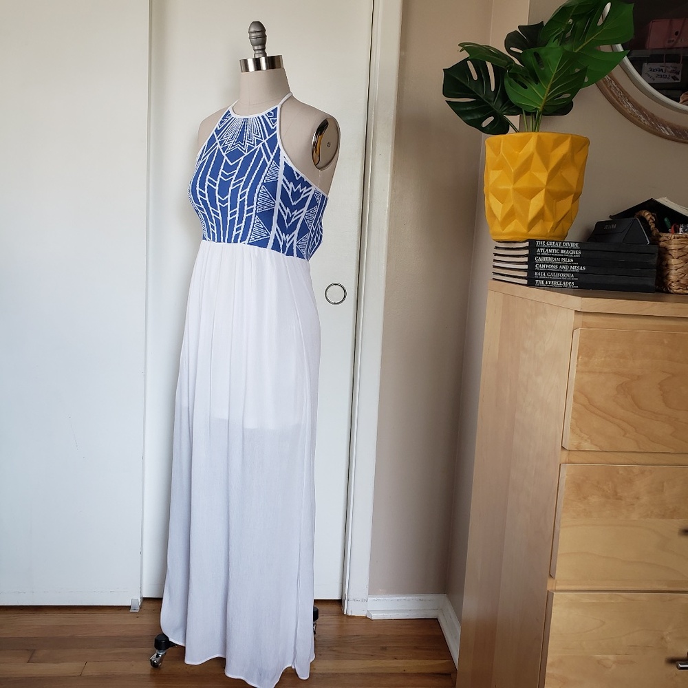 Grecian Arctic Blue Halter Dress Size Small NEW! - Picture 5 of 12